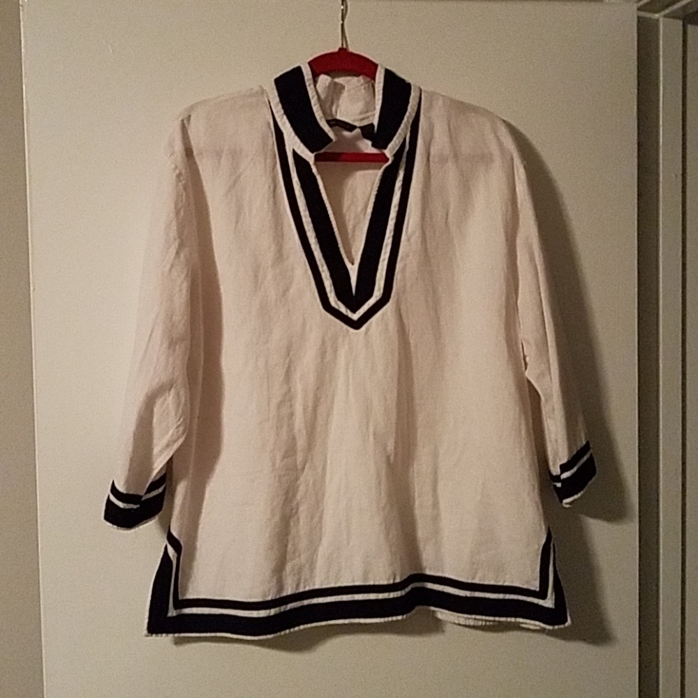 Linen White and Black Tunic